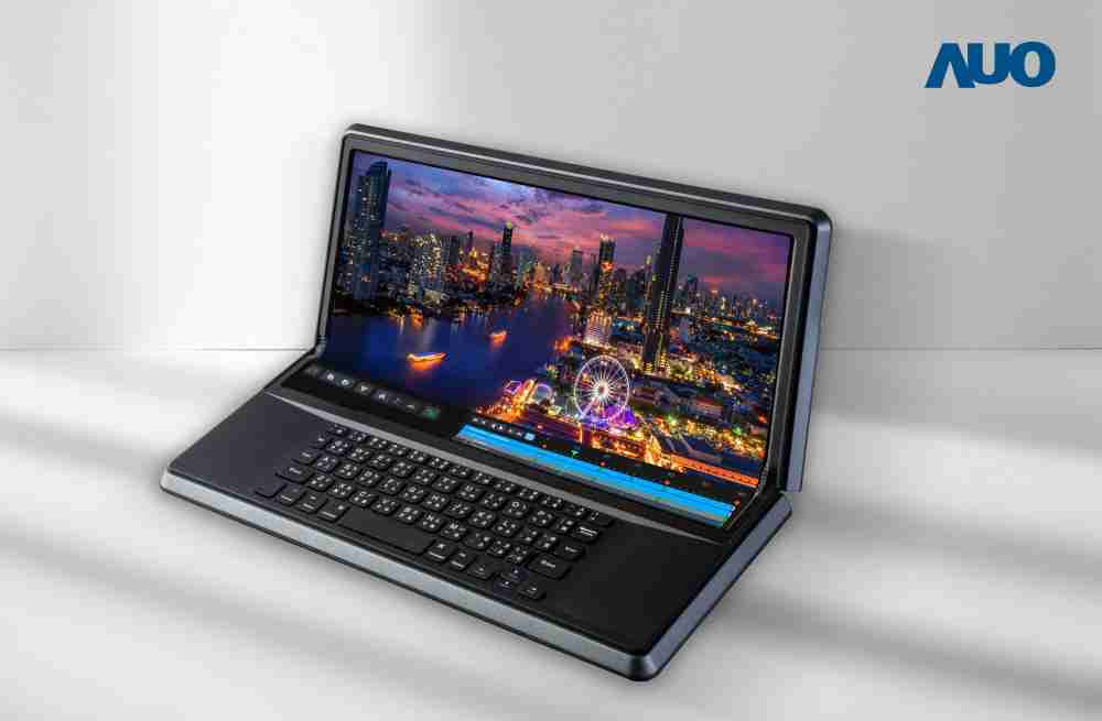 万利14.6吋Micro LED折迭显示屏幕，，，搭配半径4mm的弯折绞炼，，，，以及高画素、、、高亮度、、、、高对比度的显示技术特点，，，即便在大视角下仍保有绝佳色相与亮度