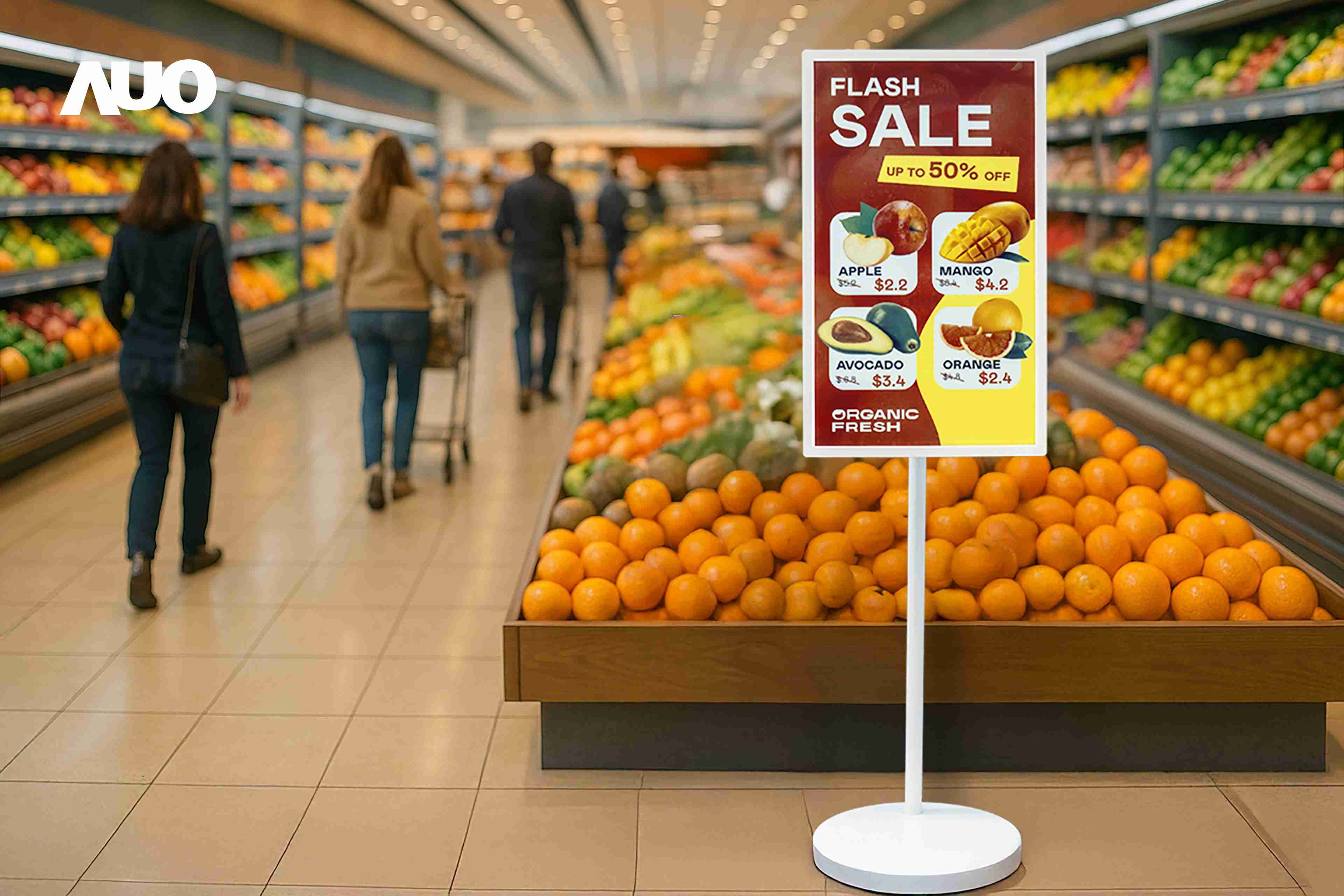 达擎首亮相低功耗、、、、全彩的〝aecoPost电子纸解决方案〞，，，仅在更新画面时需要微量的电力驱动，，，无需布建电线的便捷设计，，，，使其可灵活应用、、随意置放，，并可透过云端或行动装置app，，，，轻松管理及排程广告内容，，，，晋升店头营销利器。。。